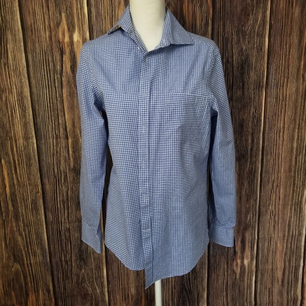 Micheal Kors blue plaid button up shirt